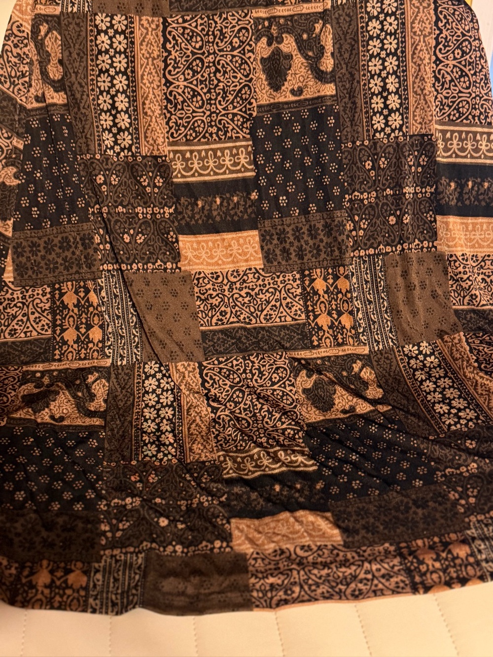 Jaclyn Smith Black & Tan Patchwork-Skirt
